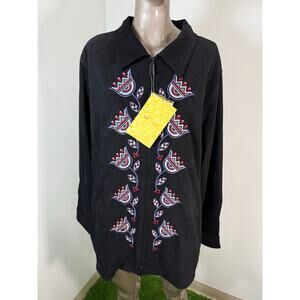 VTG Bob Mackie Wearable Art Womens 2XL Black Embroidered Abstract Floral NWT